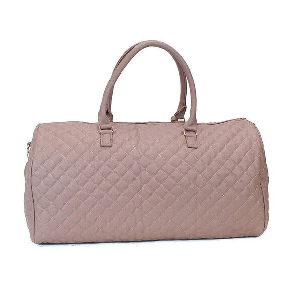 Women's Quilted Leather Weekender Travel Duffel Bag Pink - New in packaging - Picture 2 of 6